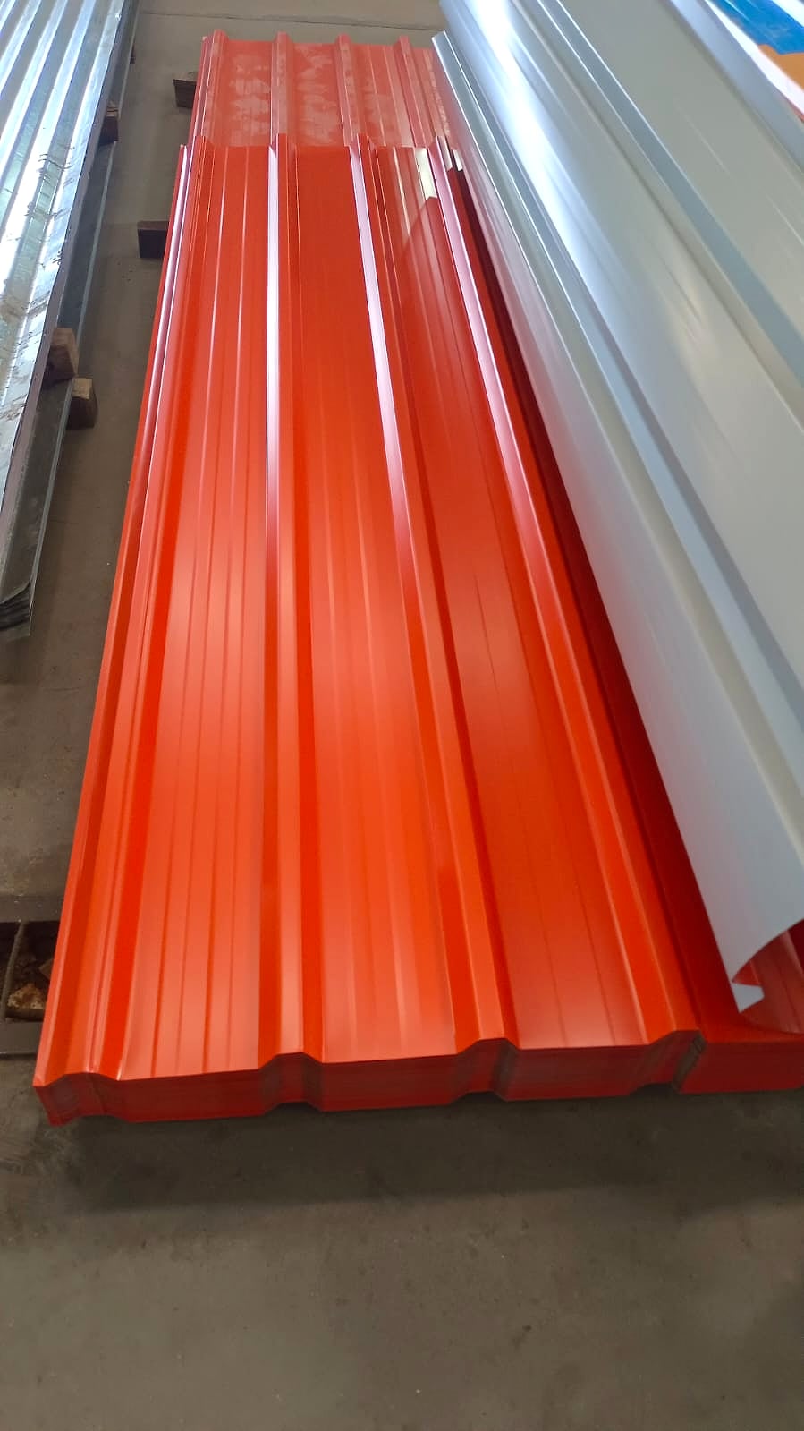 Orange color-coated trapezoidal steel roofing sheets